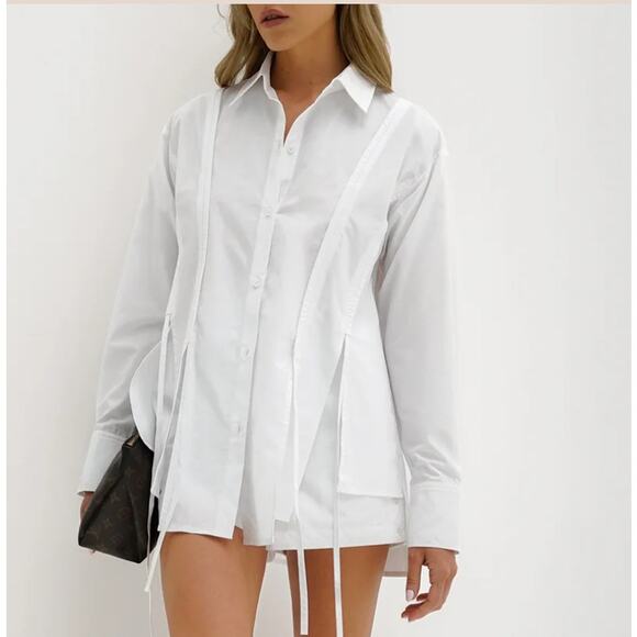 Vita Grace NEW Hana Tie Detail Cotton Shirt in White Size Small Long Sleeves - Picture 2 of 16